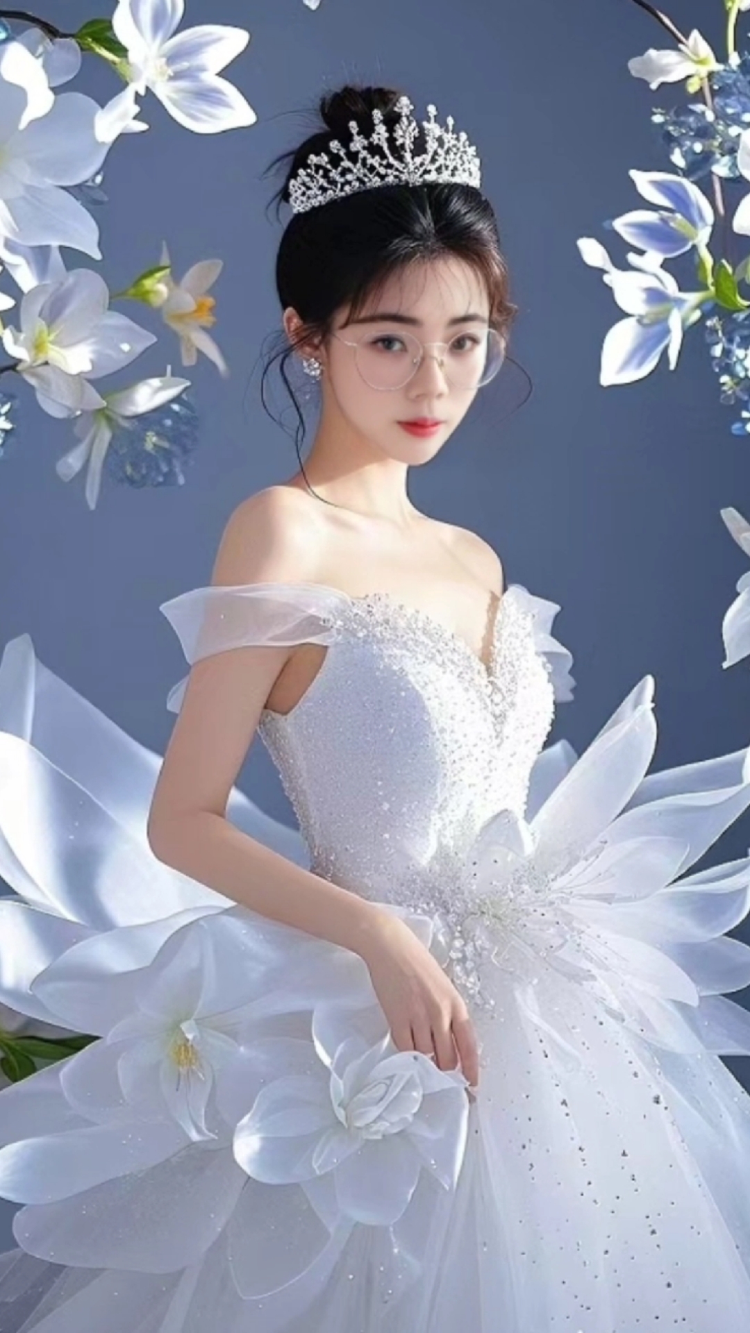 戴上眼镜的婚纱照 新潮新娘的个性宣言